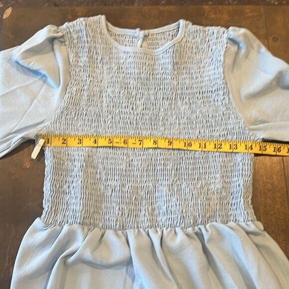 New Round Neck Long Sleeve Solid Color Maxi Dress Pleated Layered Swing - Picture 9 of 12